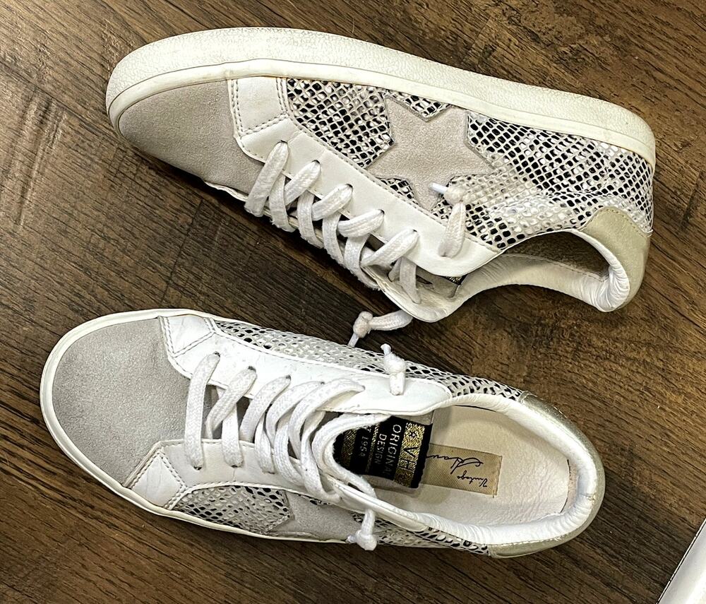Vintage Hanana Kate Gold Snake Print Silver Metallic Sneakers Women's Size 7